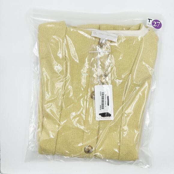 Corey Lynn Calter Dita Tweed Shift Mini Dress in Bamboo Yellow 1223CD415-P Med M - Picture 6 of 6